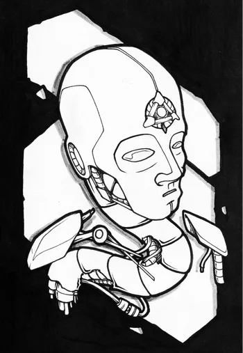 In the ai era, what we “humans” could look in a hundred years. ink on paper