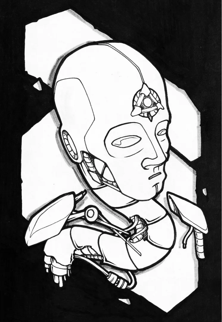 In the ai era, what we “humans” could look in a hundred years. ink on paper