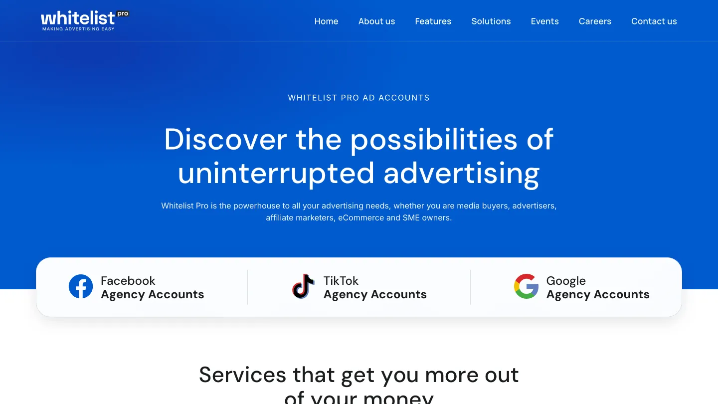 Whitelisted ad accounts for media buyers and digital advertising specialists