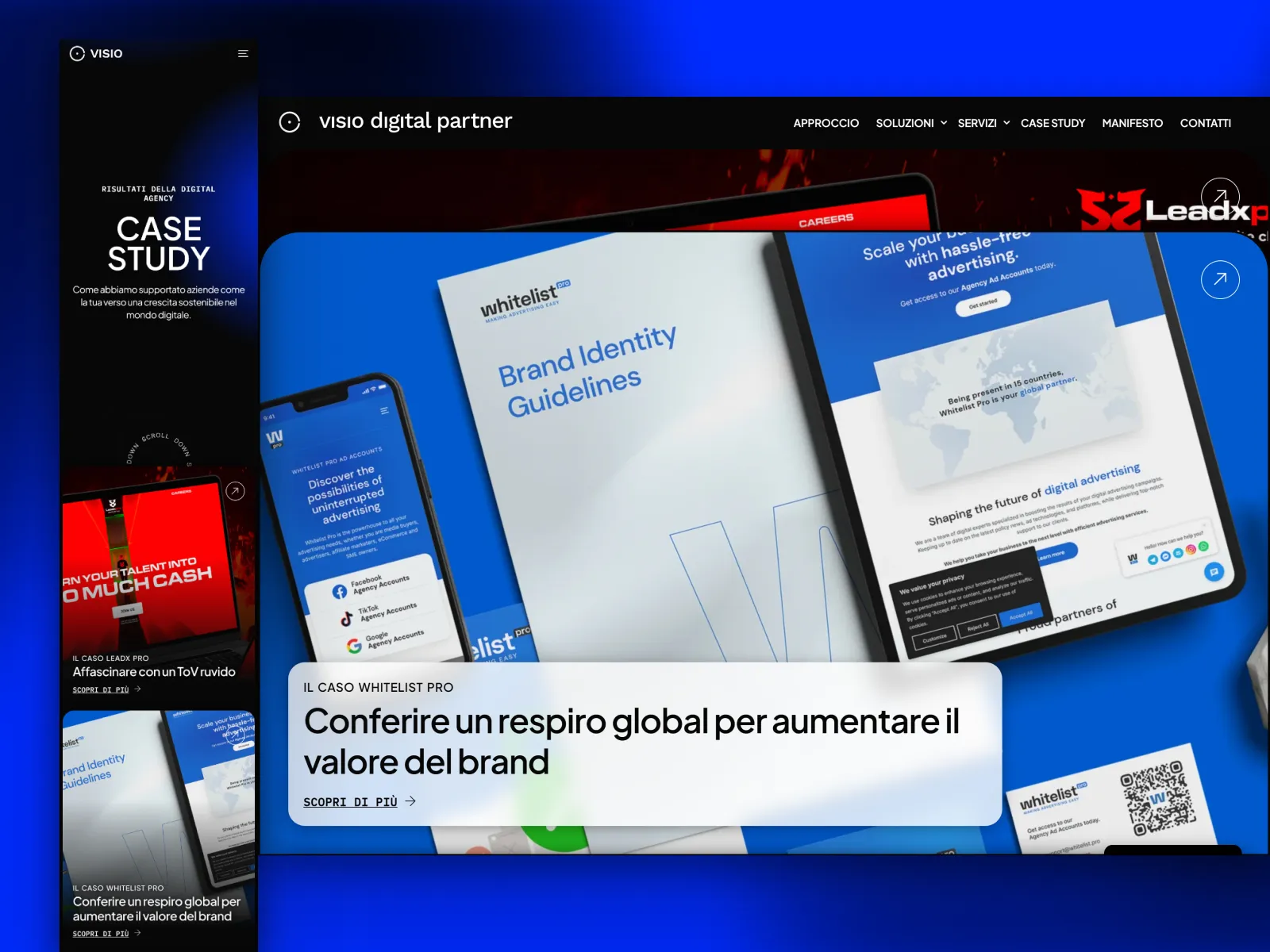 Details of the mobile and desktop portfolio page on www.visiodp.com